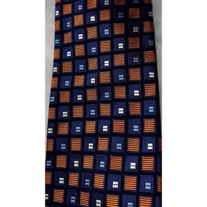 Men's Orange and Blue Geometric Tie.‎ 100% Silk GUC Unbranded